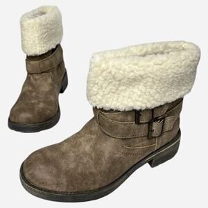 K9 ROCKETDOG Womens Ankle Boot SIZE 7.5 M Brown Faux Fur Trim